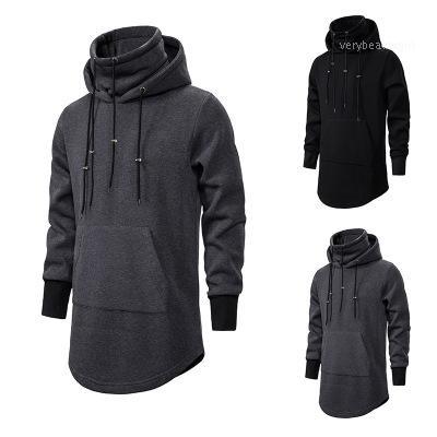 

Men's Hoodies & Sweatshirts Mens 2022 Arrival Long Sleeve Double Collar Design Black Gray Pullover Casual Tops For Spring Autumn