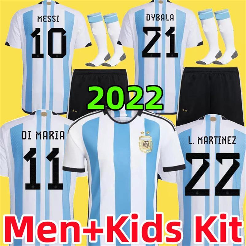 

2022 Argentina MARADONA MESSIS Soccer Jerseys 22 23 KUN AGUERO DI MARIA DYBALA DE PAUL L. MARTINEZ LO CELSO Fans football shirts men kids kit socks, Colour 11