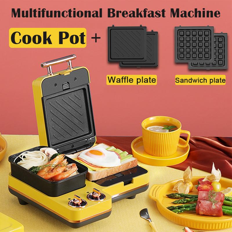 

Bread Makers Sandwich Maker Multifunctional Breakfast Machine Waffle Grill Toaster Food Steamer Noodles Cooker Fried Eggs Omelette Frying Pa