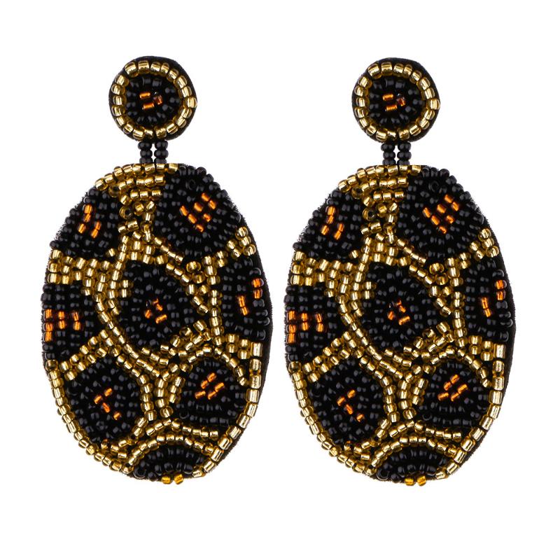 

Hoop & Huggie Earrings Fashion Leopard Print Circular Cotton Thread Alloy Colored Rice Beads Weave Girl Woman Bead EaHoop