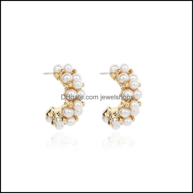 

New Arrival Earrings For Women Korean C-Shaped Earring Pearl Alloy Stud Gift Girls Drop Delivery 2021 Jewelry 1Xj7R