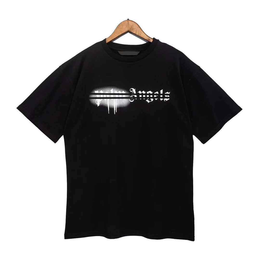 Designer of Luxury T-shirt Brand Palms Angels Angel T-shirt PA Vêtements Spill Letter Spill à manches Spring Summer Men and Women Tee New2023