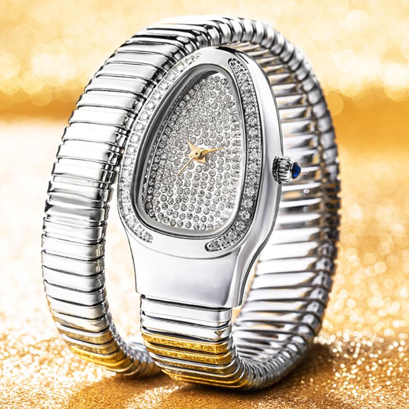 

Wristwatches Snake Full Diamond Women Fashion Watch Unique Strap Japan Quartz Ladies Wrist Watches Brand Waterproof Relogio FemininoWristwat, 2686a-g