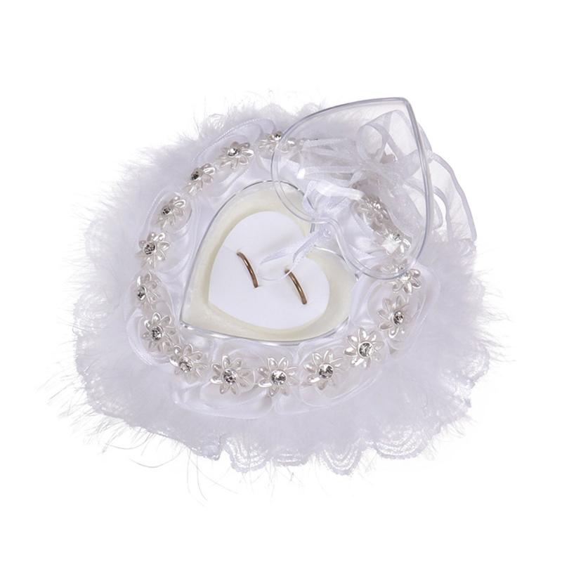 

Jewelry Pouches Bags Flower Decorated Ring Box Bearer Pillow Lace Cushion Wedding Decor DropshipJewelry