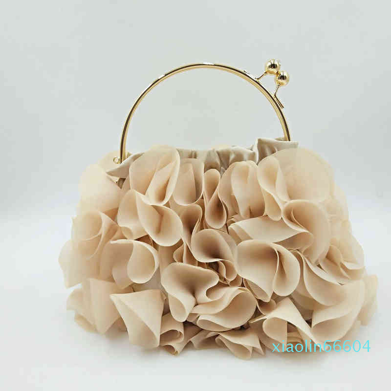 

Designer-Ladies' Satin Flower HandBag satin dinner bag bridal dress Fairy Cross bag, Black