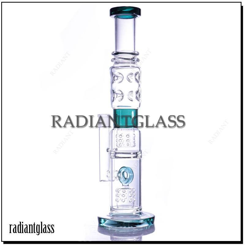 

Hookahs Giant 15.4"Glass bong Whistle sugar perforate and birdcage perc water pipe dab rig
