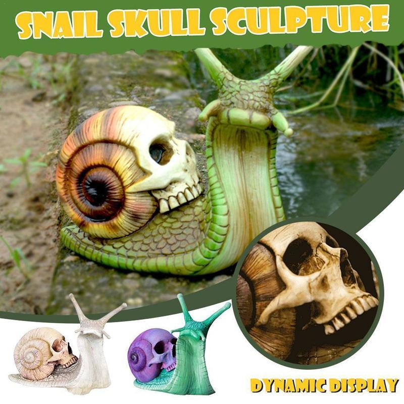 

Snail Skull Sculpture Gothic Decoration Snail Statue Patio Halloween Figurine Crafts Horror Skeleton Desktop Ornament Decor 220524
