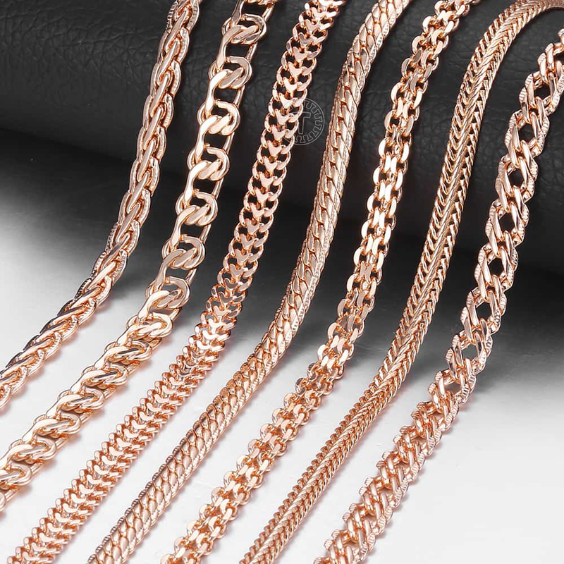 

Vintage Necklace For Women Men 585 Rose Gold Color Venitian Curb Snail Foxtail Link Chains Necklaces Fashion Jewelry 5060cm CNN1 220813