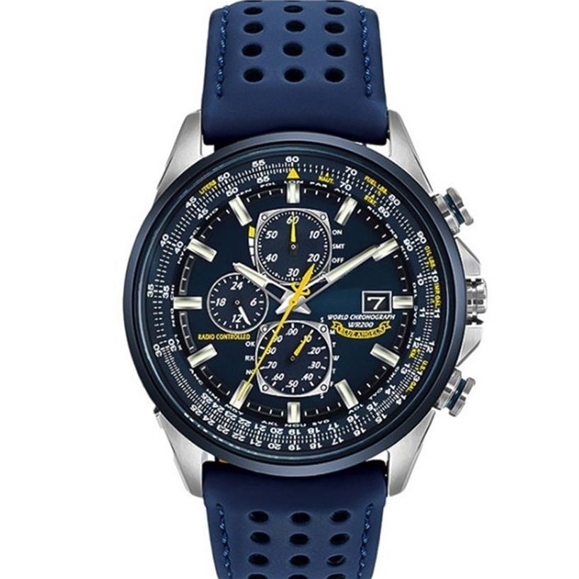 

Men's Watch Top Luxury Business Quartz Watch Men Waterproof Blue Angel World Chronograph Casual Steel Band Watch For Men 22042661, Black skin