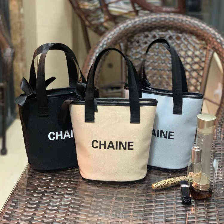 

Fog new simple linen small fragrance handbag cloth portable lunch box Mommy Bucket Bag Purses, Black