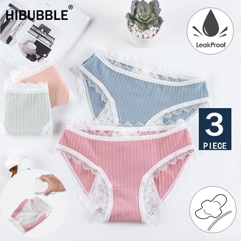 

3pcs Cotton Leak Proof Menstrual Panties Physiological Pants Sexy Lace Underwear Women Period Waterproof Briefs Lingerie -xl
