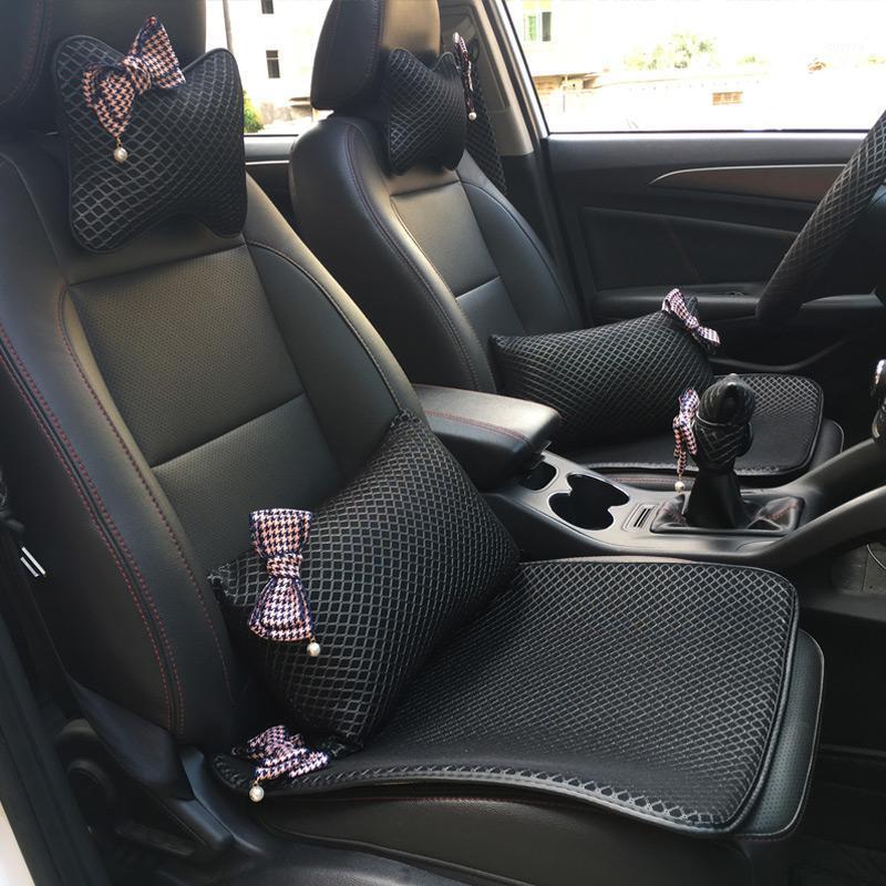 

Seat Cushions Ice Silk Leather Car Headrest Neck Pillow Waist Support Breathable Cushion Covers Styling Interior Accessories