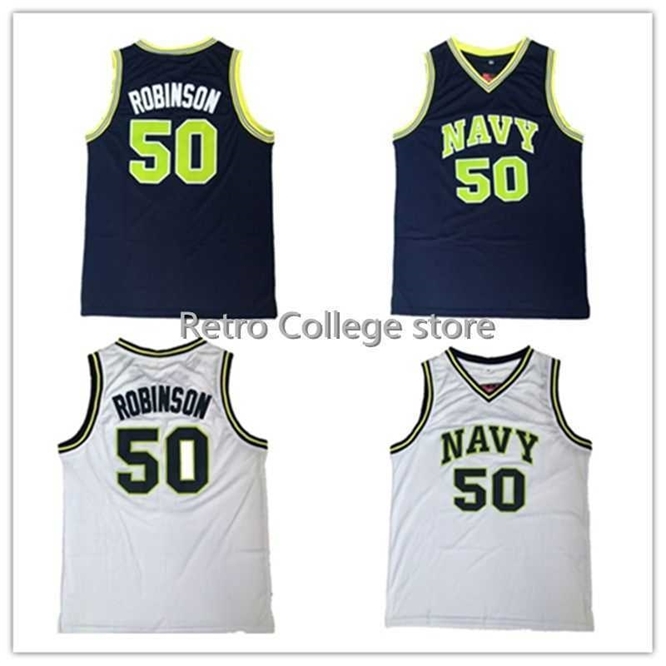 

Xflsp 50 David Robinson Navy high school Basketball Jerseys Embroidery Stitched, White