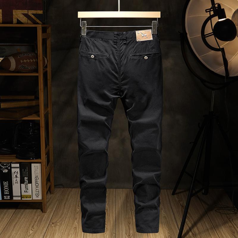 

Men's Pants Cotton Basic Style Men Leather Label All-match Fit Elastic Jenkins Casual Business Work MenMen's, Black