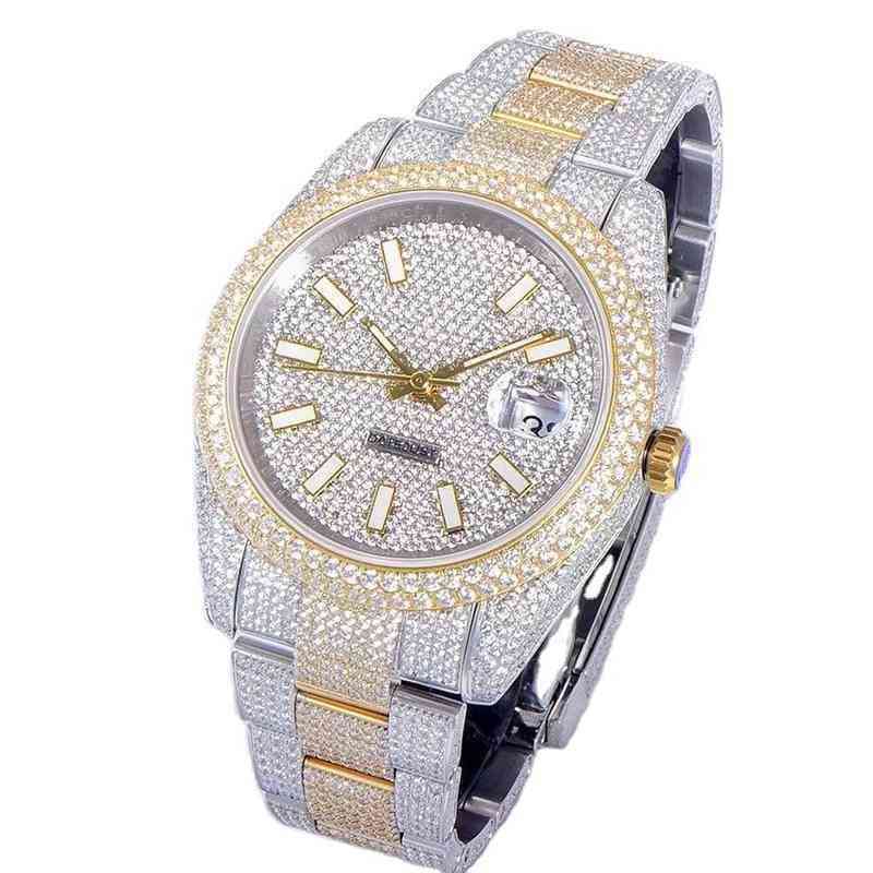 

uxury watch Date Gmt Diver Watch 904L Steel ETA 2824 Movement 126333 Two Tone Ice cube Diamond Gypsophila