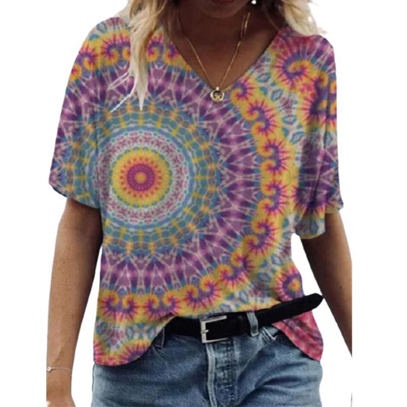 

Women' T-Shirt Summer T Shirts Women 3D Print Abstract Shirt Street Casual V-Neck Short Tees Tops -5XL Large Size Fashion ClothesWomen, 9002-1