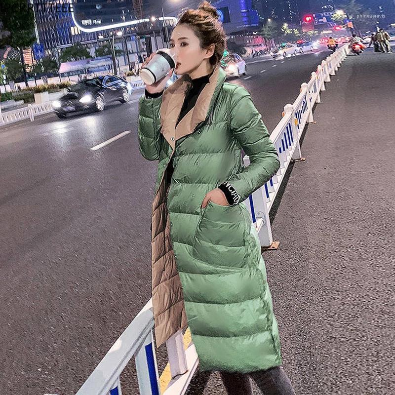 

Women' Down & Parkas Autumn Winter Female Women Long Coats Double Sided Jacket Ultra Light 90% White Duck Slim Coat Phin22, Beige