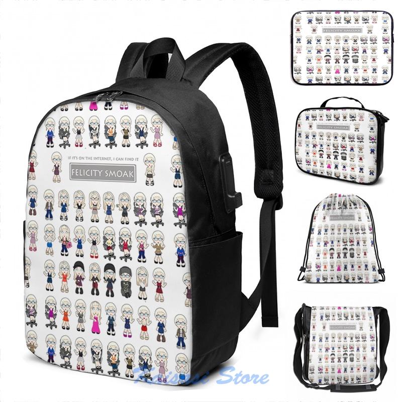 

Backpack Funny Graphic Print Felicity Smoak - Season 2A USB Charge Men School Bags Women Bag Travel Laptop, Drawstring bag