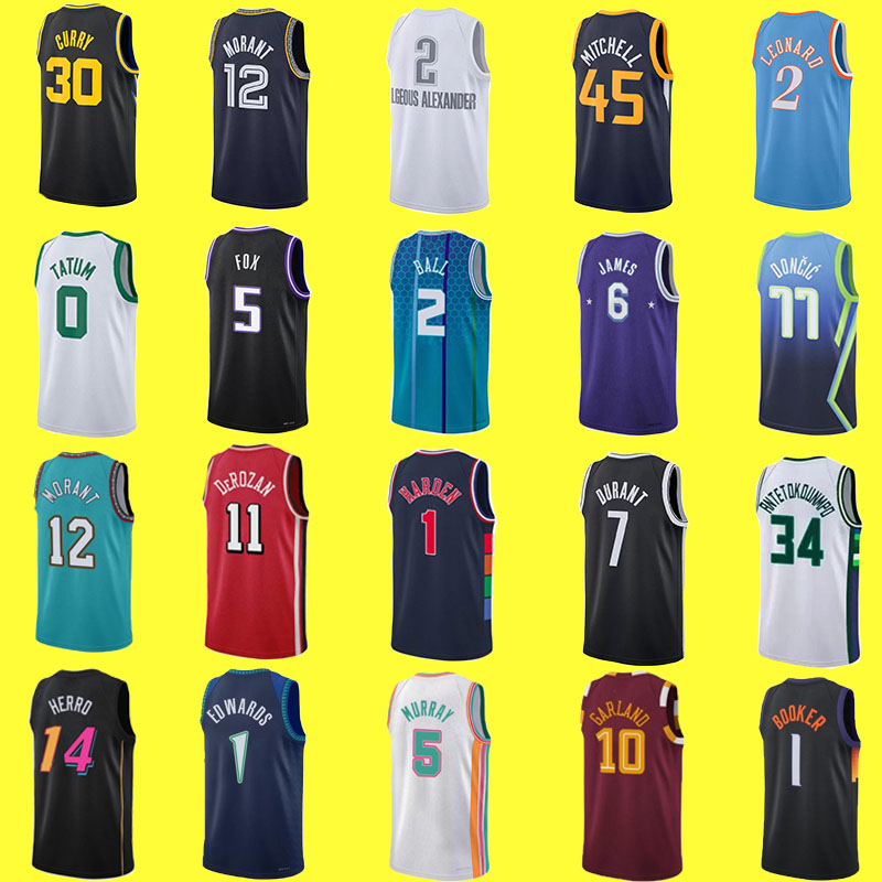

Basketball Stephen Curry LaMelo Ball Ja Morant Jersey Trae 11 Young Kevin Durant Luka Doncic Antetokounmpo Jayson Tatum Joel Embiid Harden Donovan Mitchell DeRozan, Colour 17
