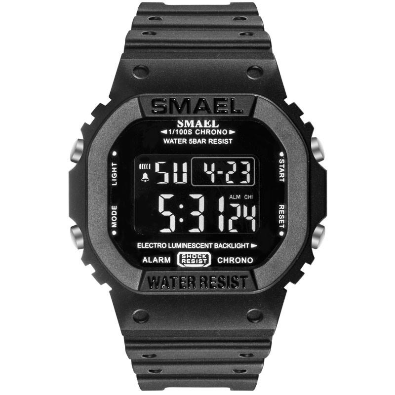 

Wristwatches Fashion Smael Top Brand Sports Watches Led Digital Sport Mens Waterproof Watch 1801 Male Clock Relogios Masculino MilitaryWrist, Black