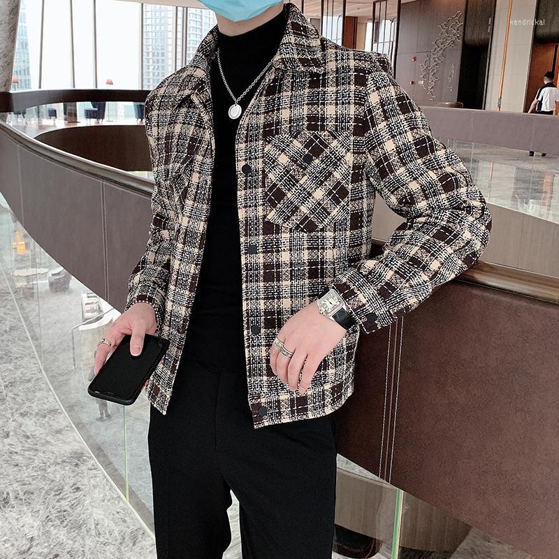 

Men's Trench Coats 2022 Winter Men Jackets Wool Coat Fashion Plaid Casual Slim Fit Jacket Steetwear Windbreaker Chaquetas Hombre Kend22, Black
