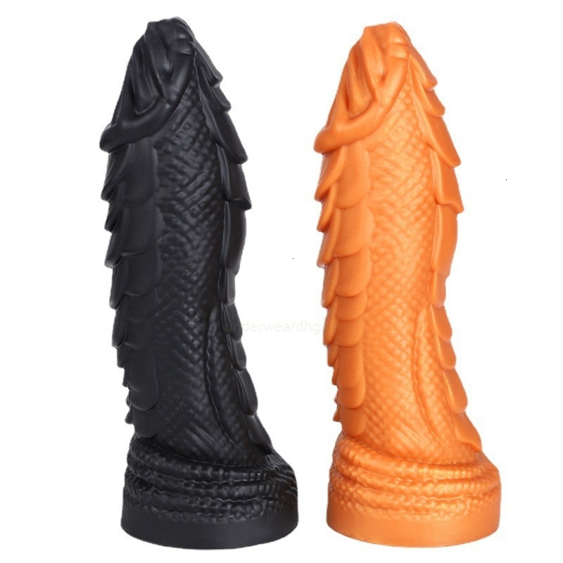 Liquid Silicone Massager Anal Plug Dragon Scale Thick Artificial Penis False Adult Soft Female Toy Masturbation Device QPCM-image-759236149