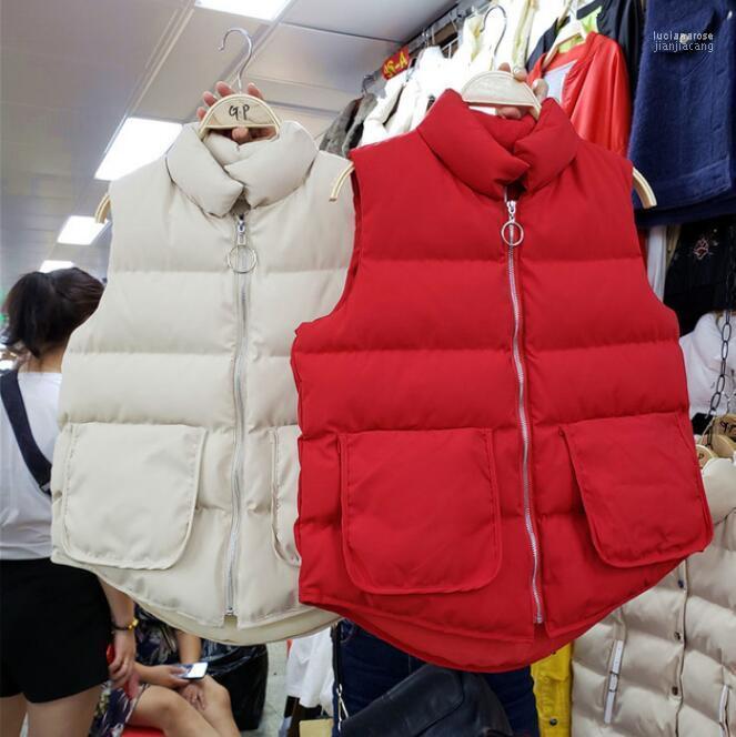 

Women's Vests Waistcoat Autumn Winter Women Korean Style Solid Color Vest Girls Ladies Red Zipper Sleeveless Coat Coats Luci22, Black