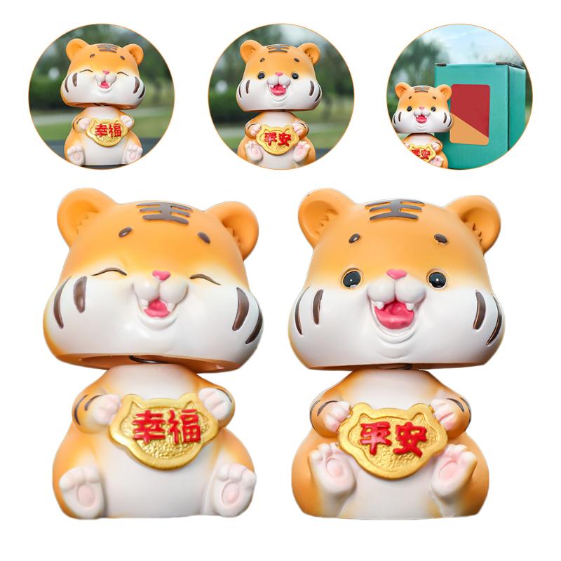 

Interior Decorations 2Pcs Shaking Head Tiger Ornaments Lovely Car Office DecorationsInterior