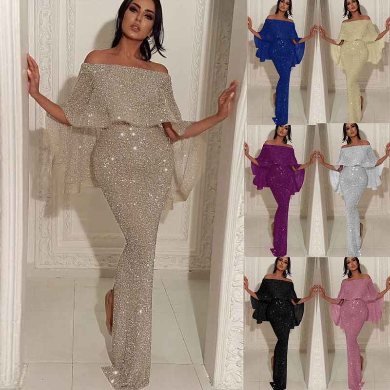 

Simple Civil Wedding Evening Party Club Prom Ball Dress Elegant Shining Classy Long Bodycon Sexy Fashion Summer Women 220317, Gray silver