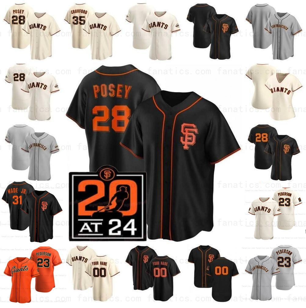 

23 Joc Pederson Giants Baseball Jersey Brandon Belt Brandon Crawford Buster Posey Mike Yastrzemski Will Clark Darin Ruf Flores Logan Webb Men Women Youth Jerseys, Nk logo youth s-xl