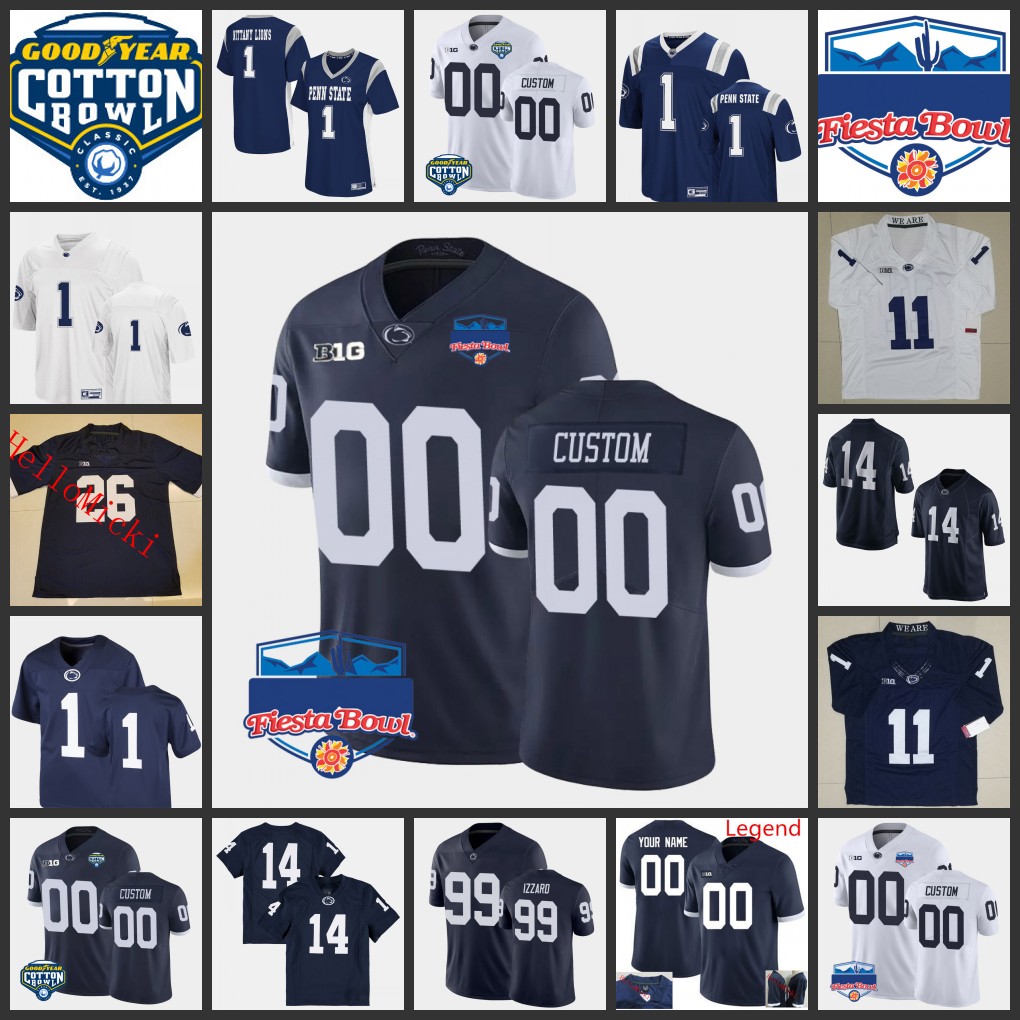 

NCAA Custom Penn State Nittany Lions Stitched Football Jersey 53 Fred Hansard 4 Kalen King 99 Coziah Izzard 70 Juice Scruggs 4 Jesse Luketa Jaylen Reed Nick Tarburton, Retro navy