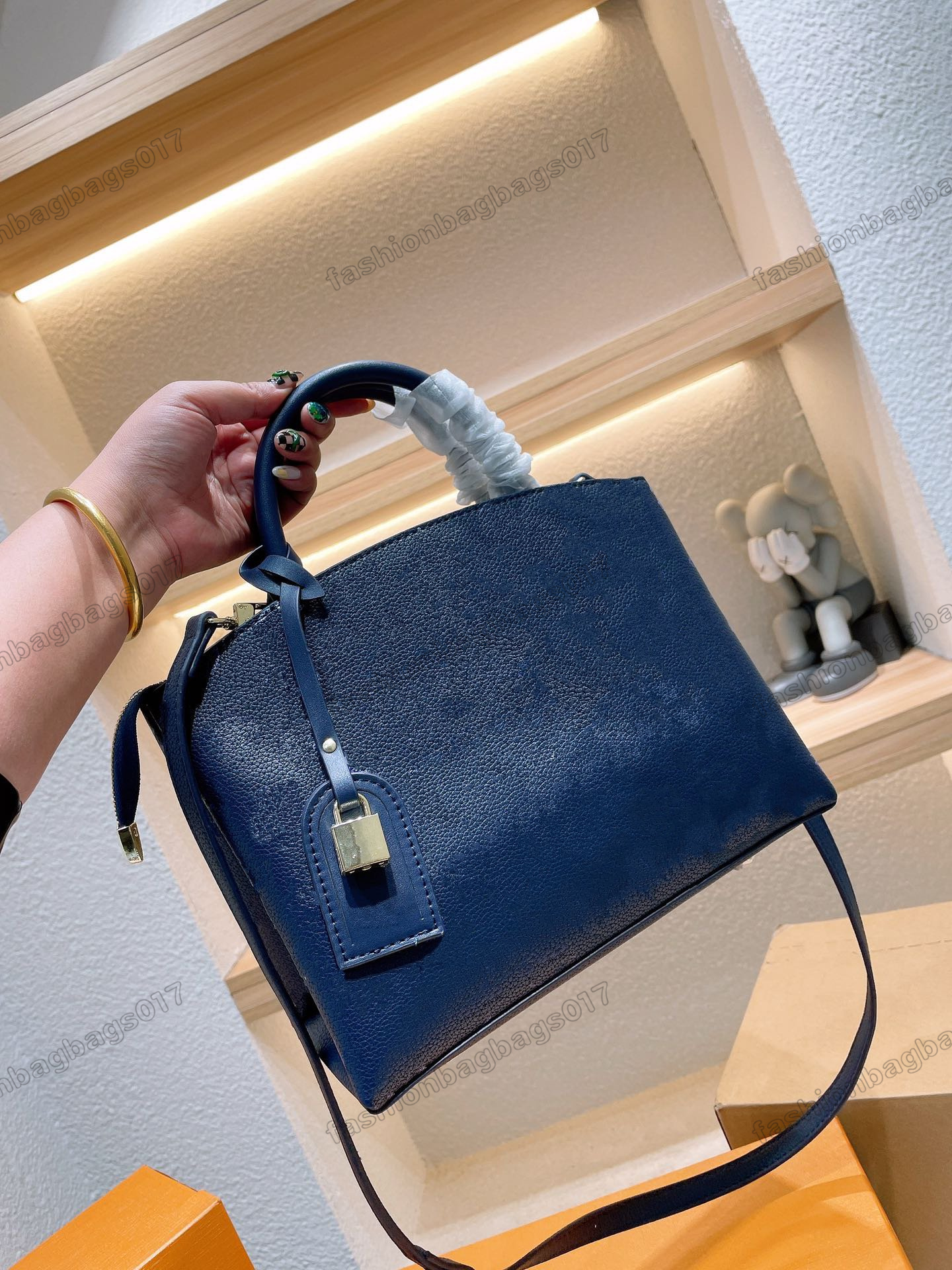 

Navy Blue Flight Mode Collection Muria Tote Bag Perforated Calfskin Bella Bucket Bag Petit Palais designer handbags Women Luxurys designers Bags