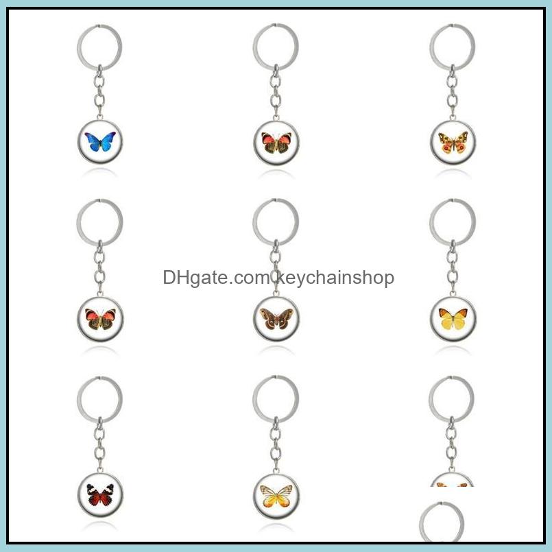 

Key Rings Jewelry Creative Butterfly Time Gemstone Chain Metal Glass Pendant Kr204 Keychains Mix Order 20 Piece Dhelo