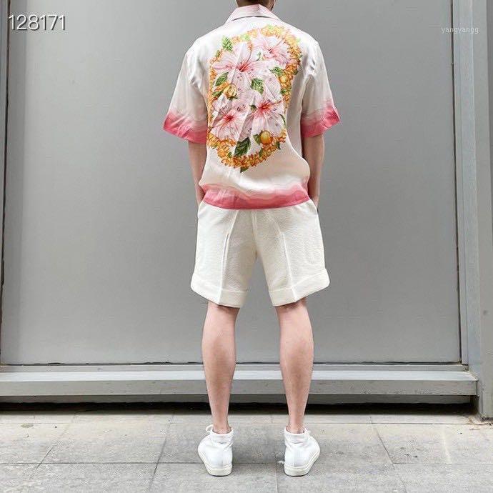 

Men' Casual Shirts W2065 Fashion 2022 Runway Luxury European Design Party Style Clothing, Pink