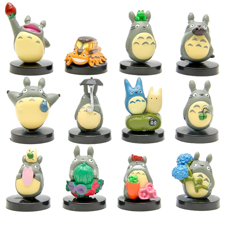 

12Pcs Totoro Movie Action Figures PVC Mini Toys Artwares with Baseplates 1.2-1.4inch Tall