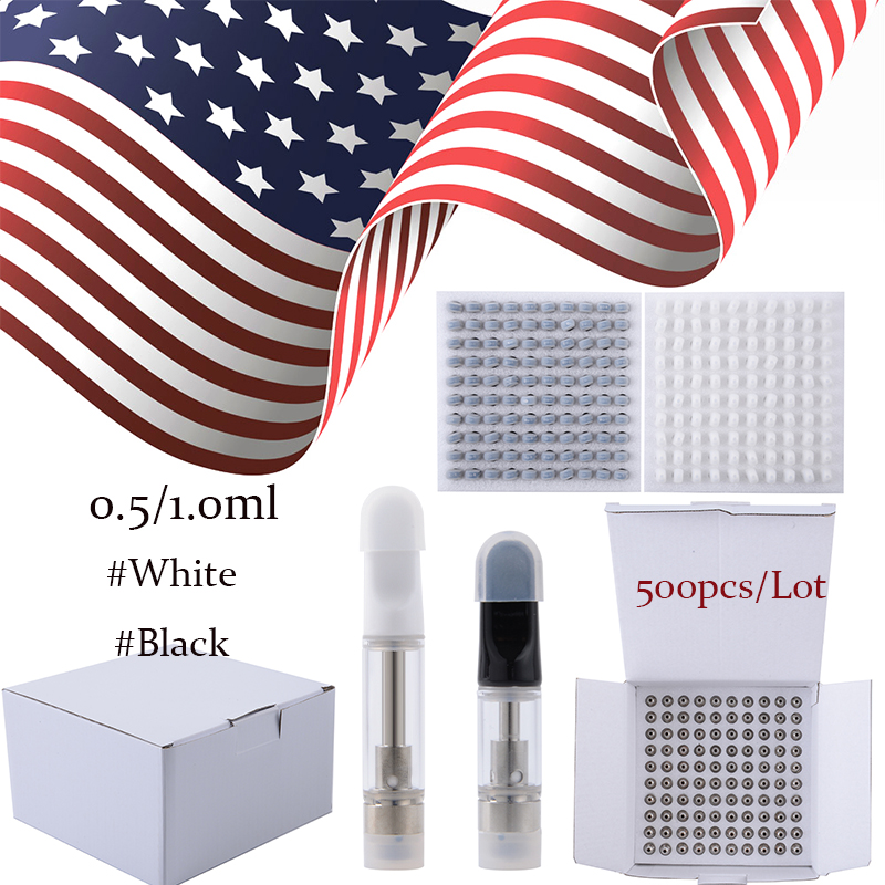 

USA Stock 1ml 0.5ml Atomizers Vape Cartridges TH205 Ceramic Coil Glass Tank Dab Pen Wax Vaporizers Carts E Cigarettes 510 Thread With Foam Packag