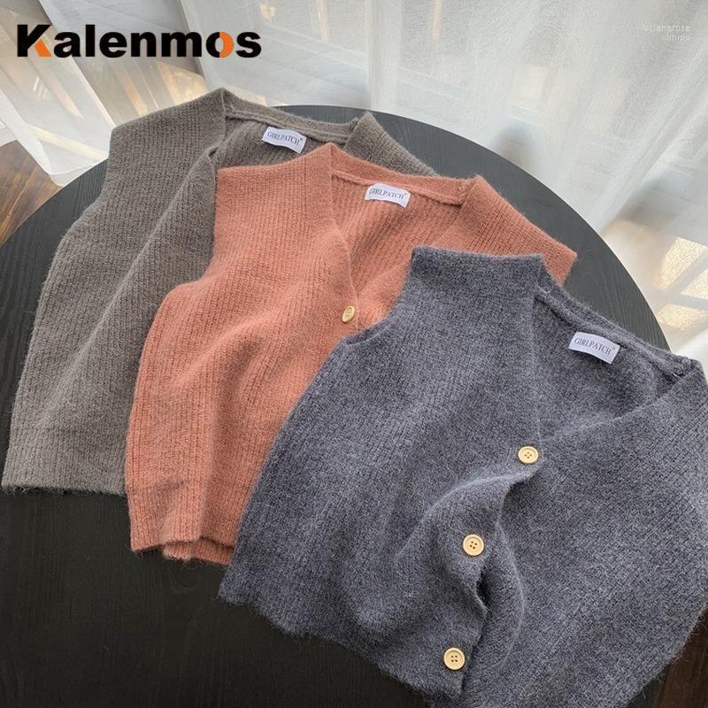 

Knit Sweater Women Autumn Winter KALENMOS V Neck Korean Long Slevee Pullovers Tops Loose Streetwear Harajuku Chic Vests Sweaters Women's Luc, Black