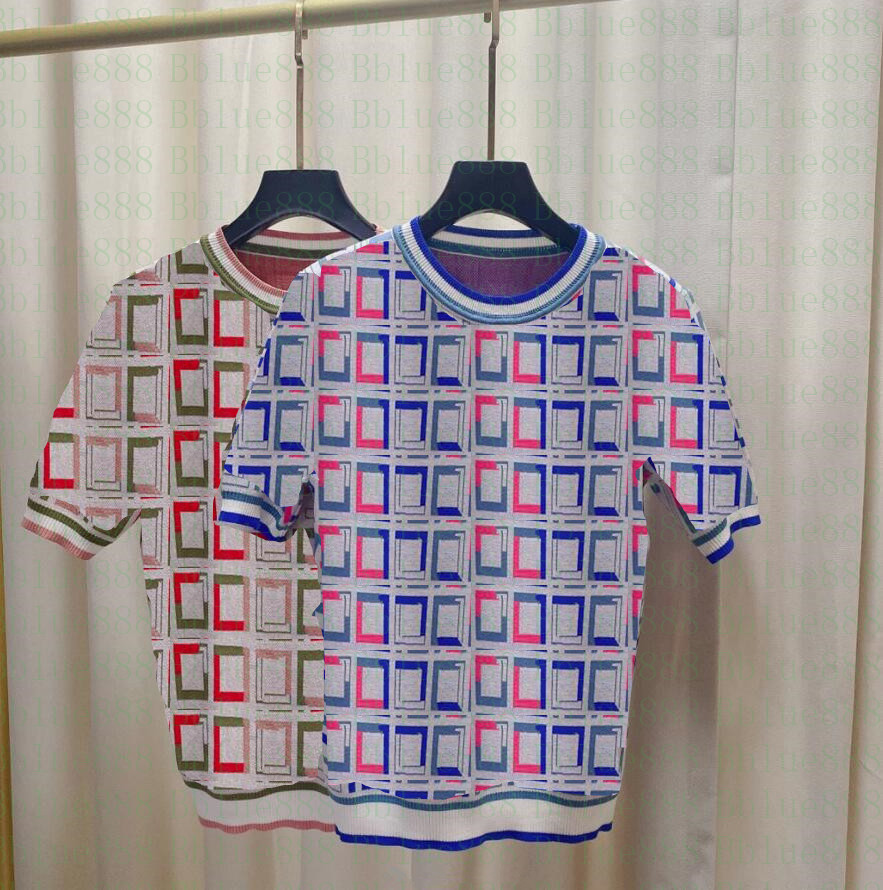 

2022 Women' Color Top Knit T-Shirts All-match Crew Neck T-Shirts 607