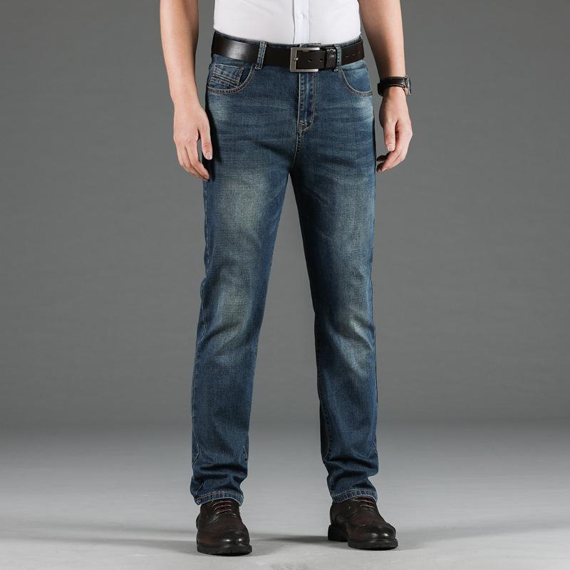 

Men's Jeans Spring Retro Blue Elastic Business Casual Slim Straight Men's JeansMen's, Black