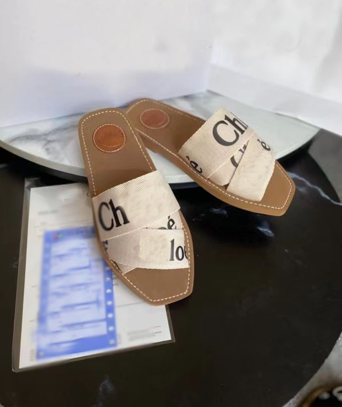 

New Designer Woody canvas flat slippers fashion sandals summer women Weave beach slipper Rubber sole shoes, Pink