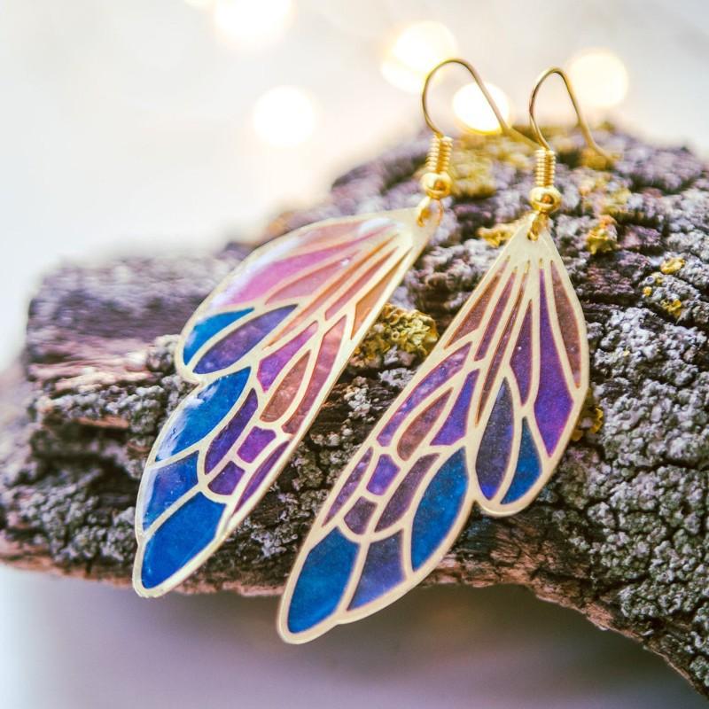 

Dangle & Chandelier Fantasy Butterfly Wing Earrings For Women Bohemia Gradient Multicolor Korean Fashion Jewelry Accessories