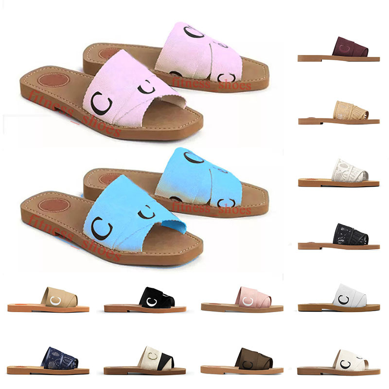 

Designers Slippers Women Woody Mules Flat Sandals Top Quality Fashiono Slides Black Whit Pink Blue Ladies Office Sandels Pool Outdoor Casual, A18