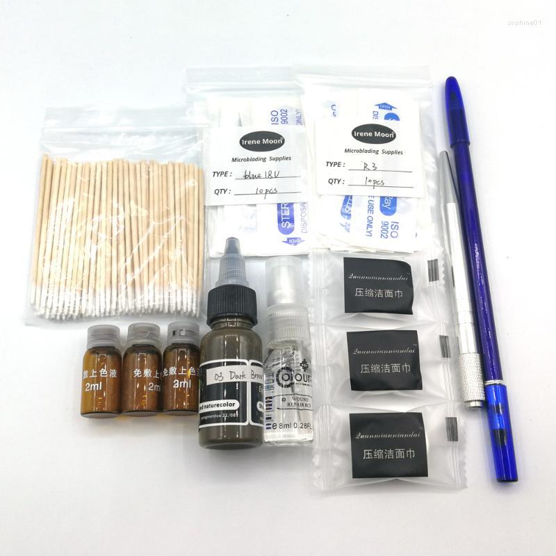 

Tattoo Guns Kits Permanent Makeup Eyebrow Kit Microblading Supplies Round Needle Ink Brow Pencil Pen