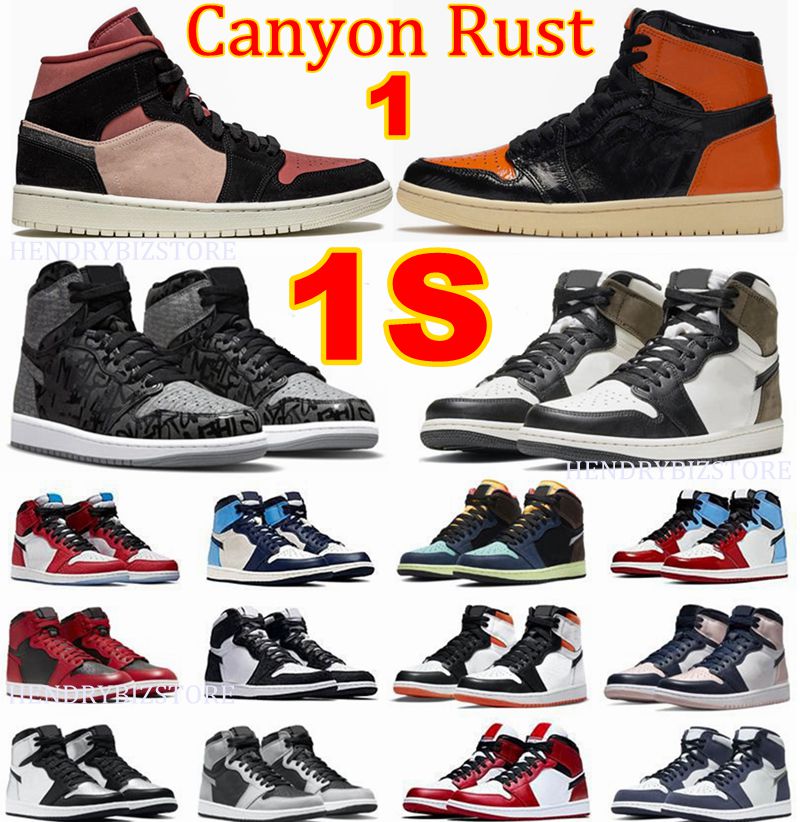 

1S Mid Canyon Rust Shattered Backboard 3.0s Basketball Shoes 1 High Mens Womens Rebellionaire Sneakers Dark Mocha Patent Bred Toe Light Smoke Grey Hype Royal Trainers, 1 obsidian