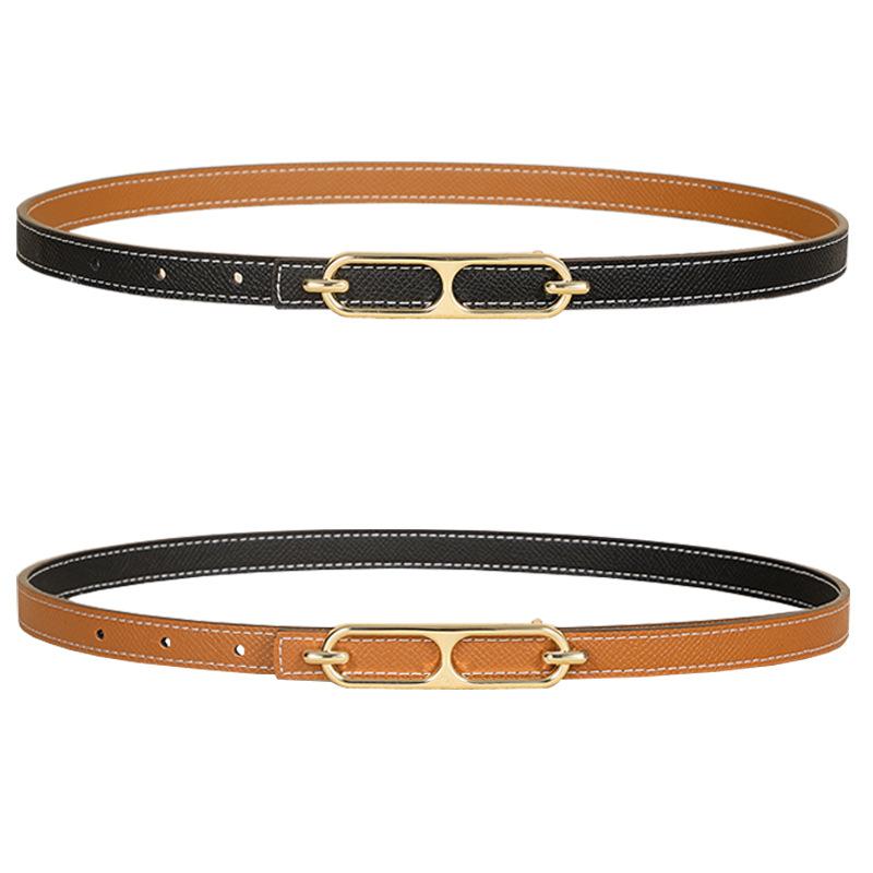 

Belts Summer Luxury Designer Belt For Women Thin Waistband Genuine Leather Double-sided Use Jeans Lady Blue Casual Womans BeltBelts, Black