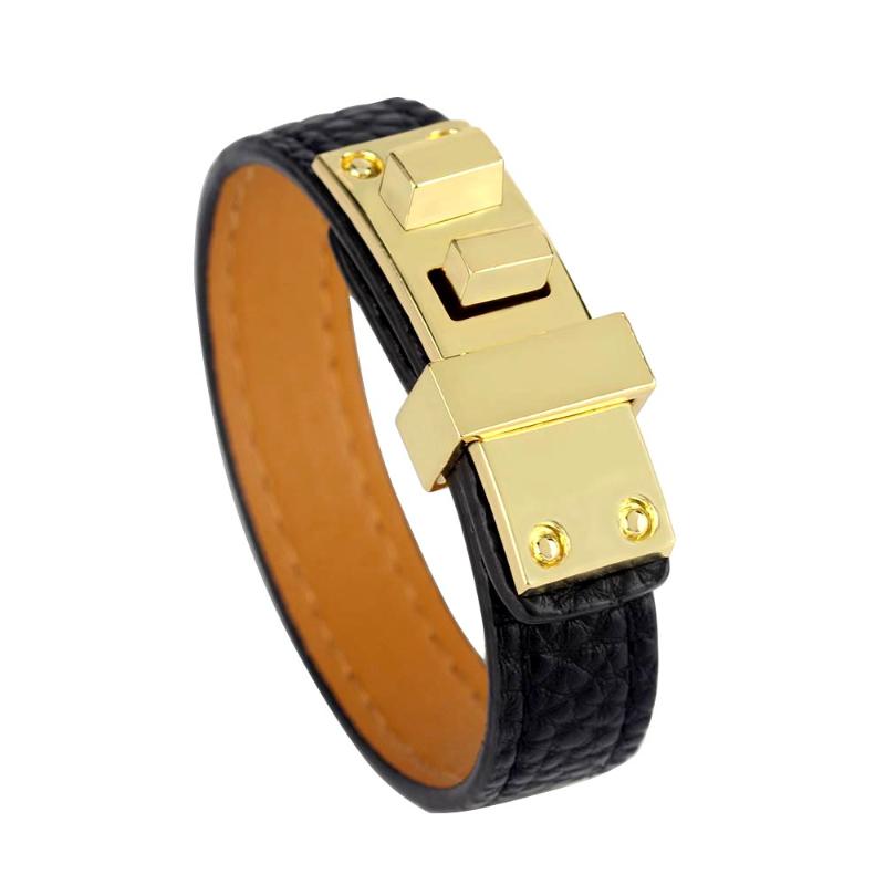 

Bangle Adjustable Punk Lychee Pattern Belt Buckle Alloy PU Leather Bracelet