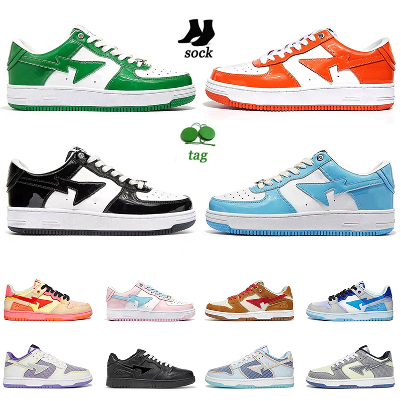 

Baped stas sneakers low og running shoes plateforme bapestas sk8 bathing apes top leather unc black white camo blue pink mens women flat trainers designer, B14