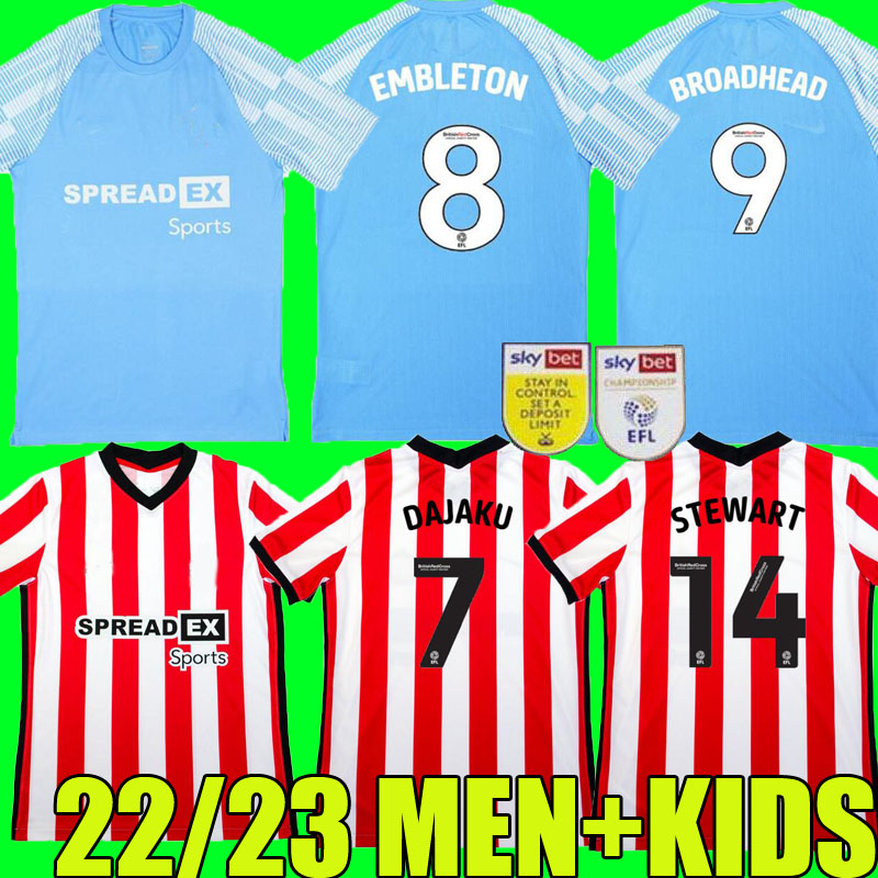 

SUNDERLAND 22 23 soccer jerseys home away 2022 2023 camiseta de futbol DAJAKU EMBLETON BROADHEAD Gooch O'NIEN Stewart PRITCHARD Clarke football shirts MEN KIDS kit