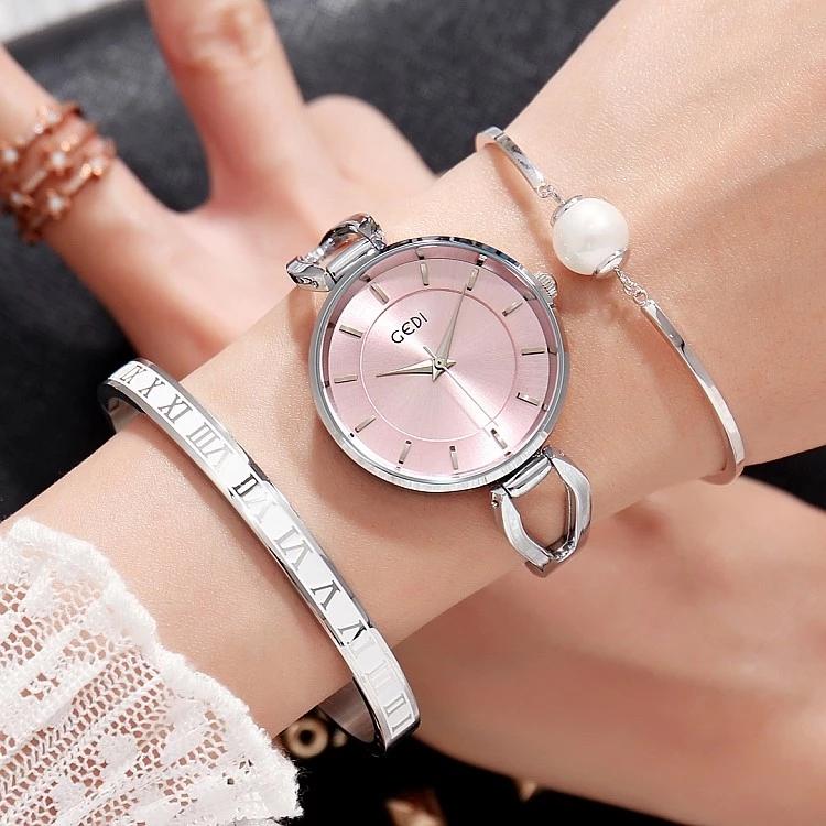 

Wristwatches GEDI Women Watches Rose Gold Ladies Elegant Dress Women's Wristwatch 2022 Luxury Color Fashion Bayan Kol Saati, Silver white