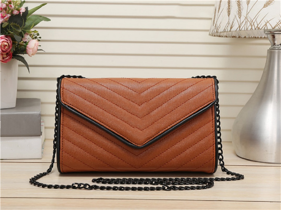 

Ly women's flip Mini Shoulder bag leather solid color designer bag luxury metal bead chain cross waist bag pendant Classic women's handbag 21*8, Extra freight